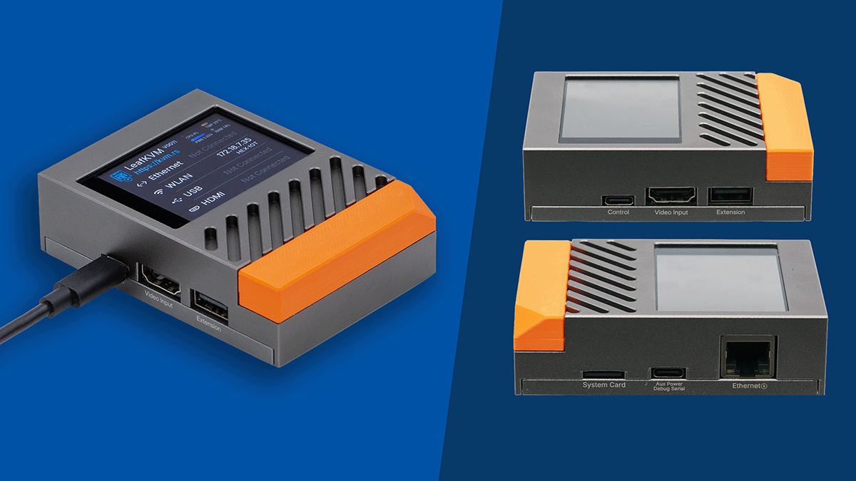 LeafKVM hardware with CNC enclosure and protection circuitry
